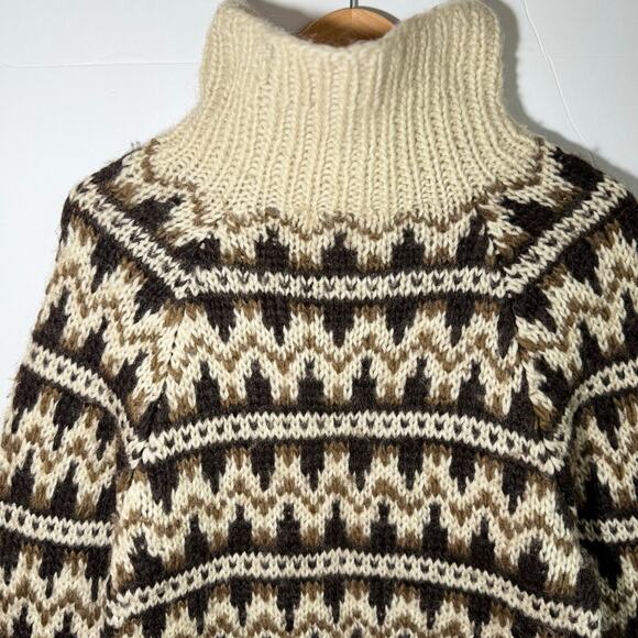 Vintage 70s Icelandic wool turtleneck sweater small brown Neutral Scandi - Picture 4 of 16